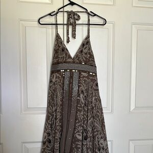 BCBGMaxAzria Green Floral Maxi Dress